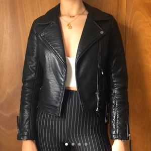 Topshop Leather Motto Jacket